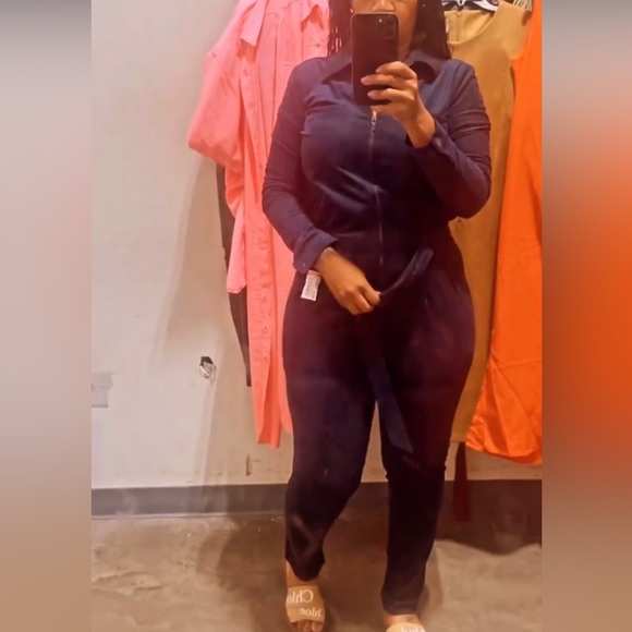 Blue suede Jumpsuit - Picture 1 of 1